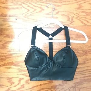 Black Pleather (fake leather) crop top NEGOTIABLE